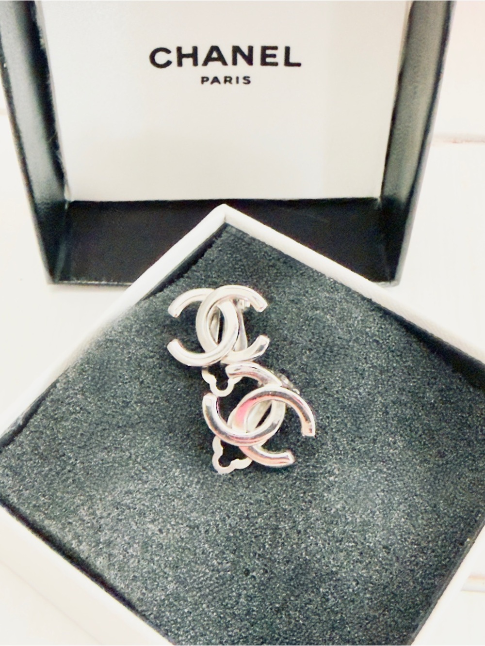 Chanel Vintage CC Logo Silver Clip-On Earrings